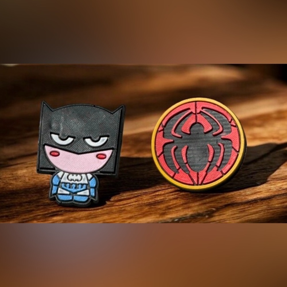 2pc Croc Charms Batman Spiderman Kids Superhero Set Black Red - OS